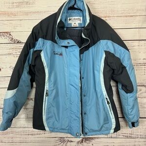 Columbia‎ Challenge Series light blue hooded size xl Down Snow Jacket